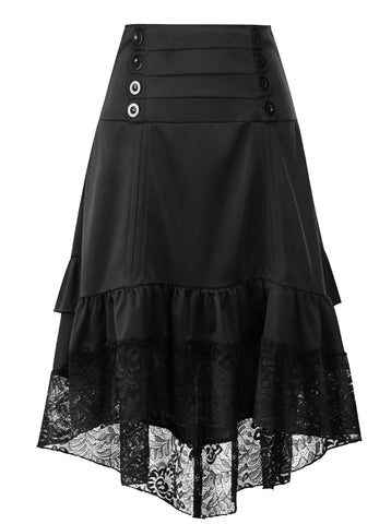Irregular Retro Lace Stitching Skirt
