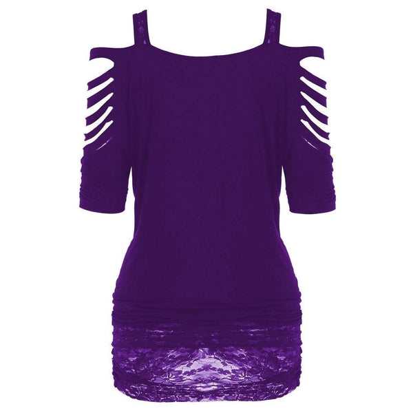Off-the-shoulder Print Gothic Strap T-shirt