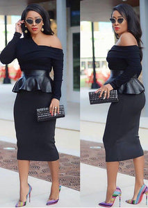 Off-the-shoulder Leather Dress