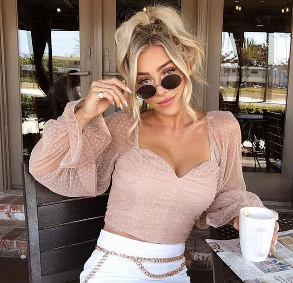 Chiffon Wrapped Chest And Navel Crop Top