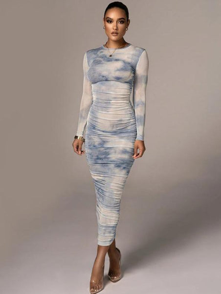 Slim Fit And Versatile Printing And Dyeing Dress