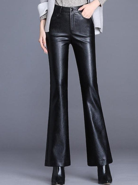 Slim High Waist Slit Drape Flared Pants