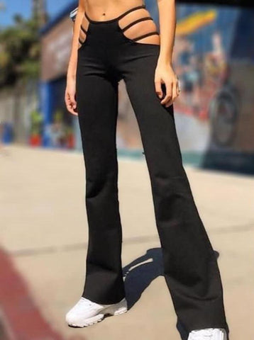 Sexy Hollow Low-rise Flared Pants