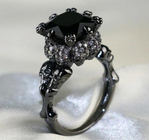 Black Zircon Skull Ring