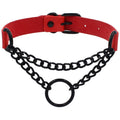 Punk Leather Ring Collar