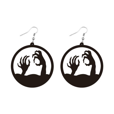 Dark Halloween Witch Skull Earrings