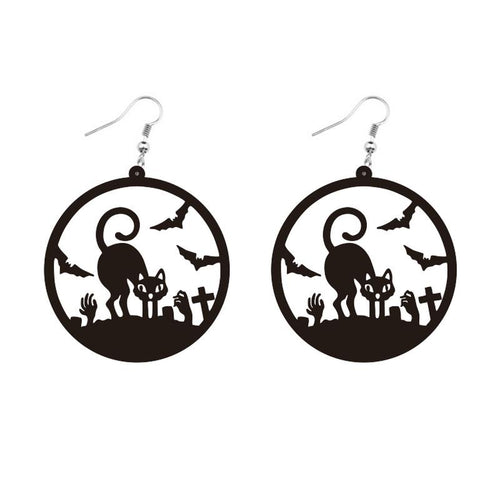 Dark Halloween Witch Skull Earrings