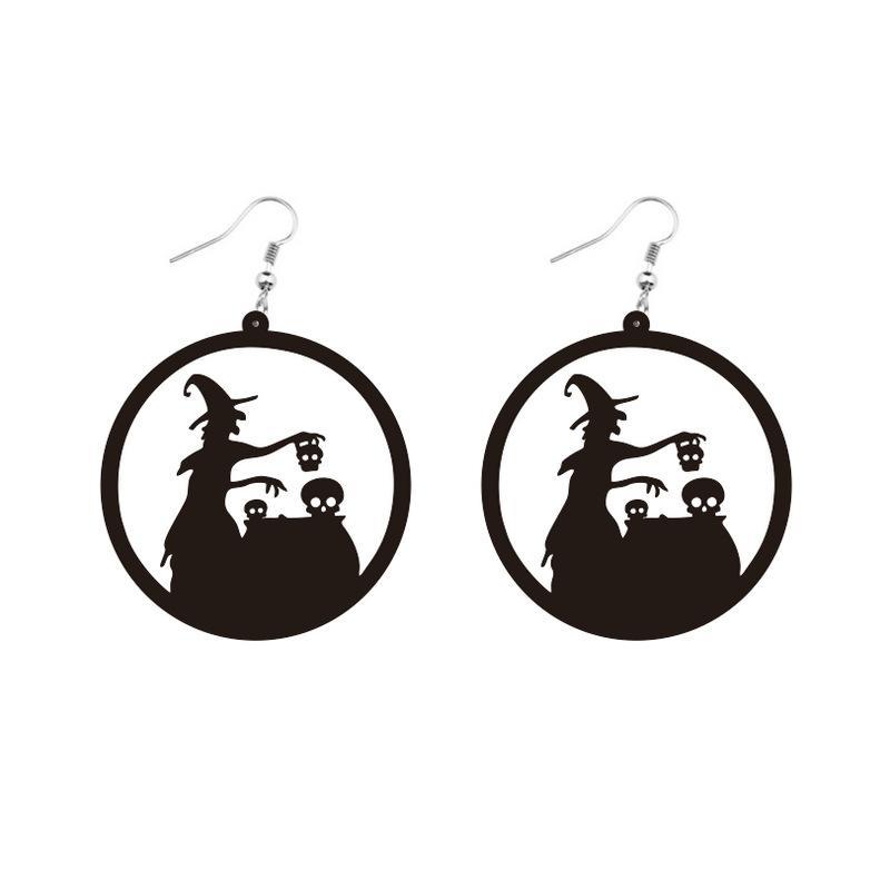 Dark Halloween Witch Skull Earrings