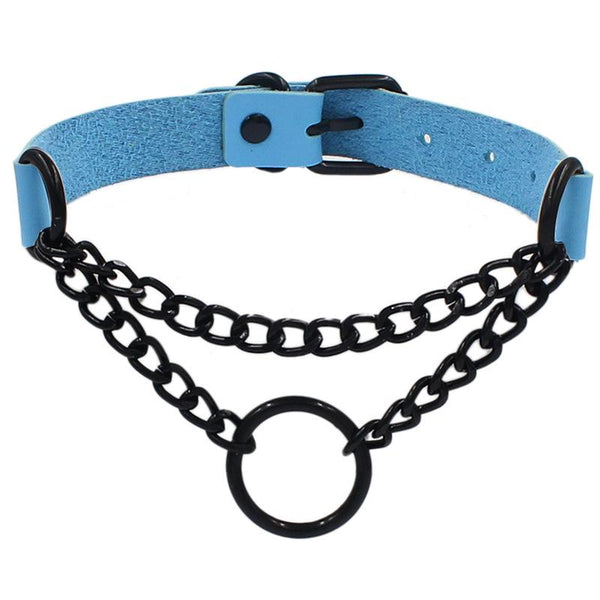 Punk Leather Ring Collar