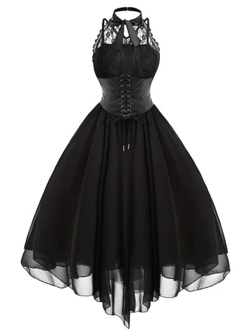 Chiffon Solid Color Retro Dress