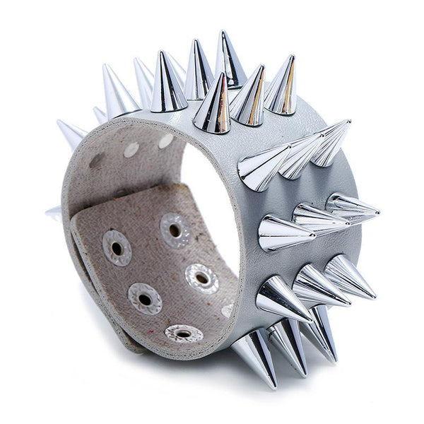 Three-row Spiked Imitation Leather Bracelet