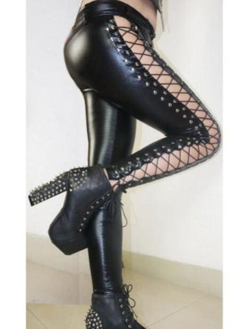 Straps Leather Trousers